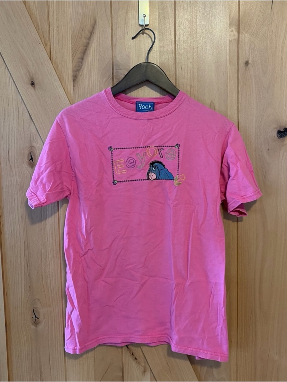 Vintage Winnie The Pooh Shirt Womens Medium Pink Eeyore Disney 90s Embroidered